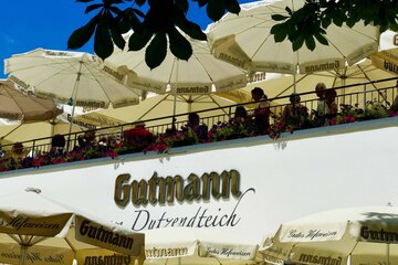Willkommen auf unserer Terrasse mit Ausblick im Gutmann Ihrem Restaurant und Biergarten am Dutzendteich in Nürnberg