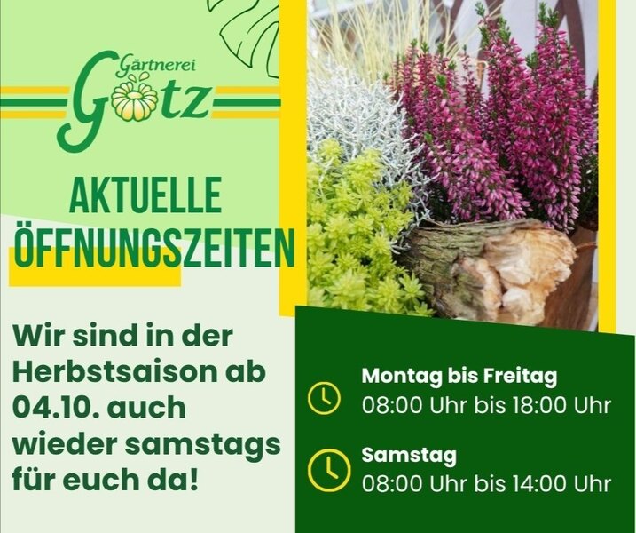 Herbstöffnungszeiten