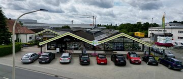 Luftbild mit Eingangsbereich der Gärtnerei Götz in Bindlach